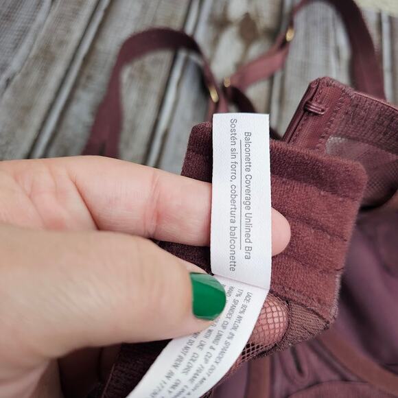 NWT Auden balconette coverage unlined bra burgundy lacey Size 40C - Picture 6 of 7